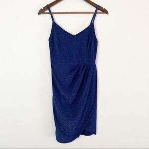 NEW Zalalus faux wrap shimmering minidress blue Small